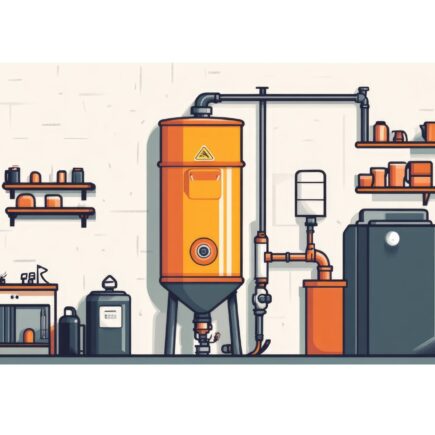 Illustration eines Technikraums mit Enthärtungsanlage und Filteranlage